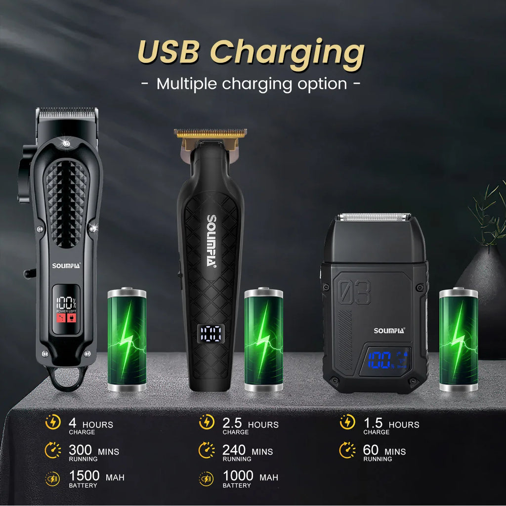 Cordless Rechargeable Hair Clipper Set (3-Piece)